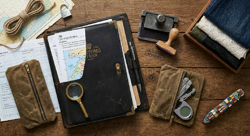 Vintage brass weighing scales, a rolled paper document, and a metallic magnifying glass on a rustic wooden surface.